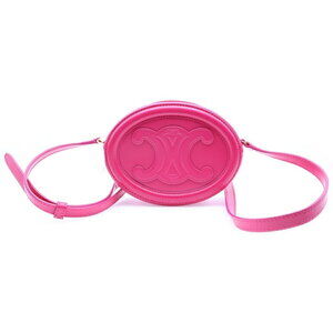 Celine Oval Shoulder Bag Pink Leather Pochette